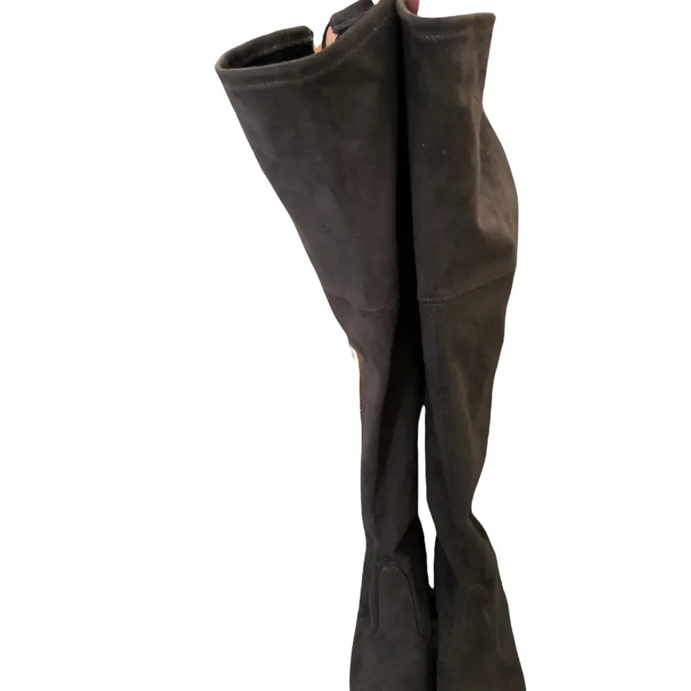 Steve Madden Suede Slate Grey Over the Knee Boots Size 8.5 - Picture 3 of 5